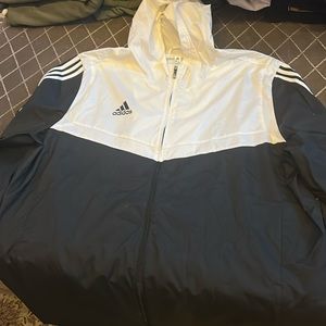 Full zipper jacket, lightweight, Adidas, white and black stripes